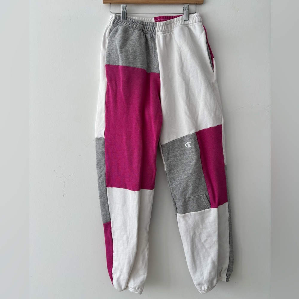 NWOT Frankie Collective patchwork reworked color block Champion sweatpants M